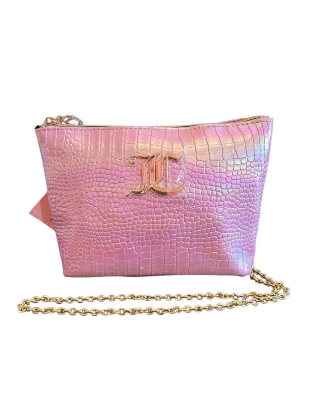 Juicy Couture Metallic Iridescent Pink Converted Makeup Crossbody Bag